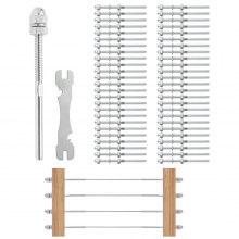 VEVOR Juego de terminales de fijación de extremo de tensión de barandilla de cable de 1/8" 61 Piezas acero inoxidable T316, tensor de barandilla de cable de 1/8" para poste de madera/metal, plateado