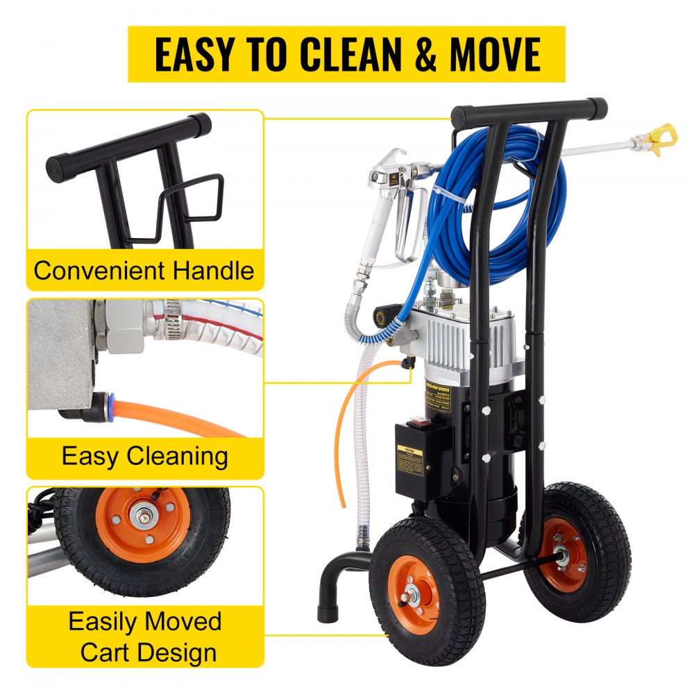 VEVOR Pistola para Pintar Pulverizador de pintura eléctrica 0,9kW Mangueras Pistola pulverizadora sin aire 1,9L/min máx Pulverizador de pintura