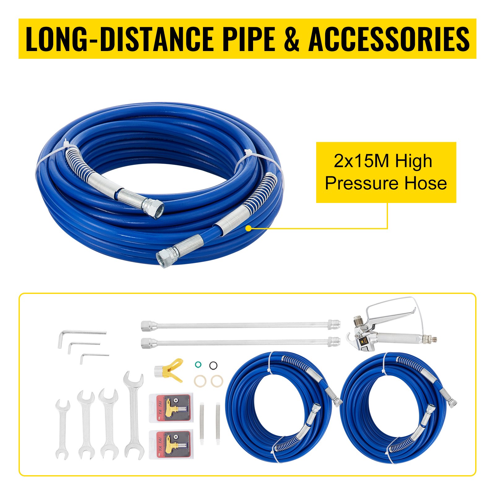 VEVOR Pistola para Pintar Pulverizador de pintura eléctrica 0,9kW Mangueras Pistola pulverizadora sin aire 1,9L/min máx Pulverizador de pintura