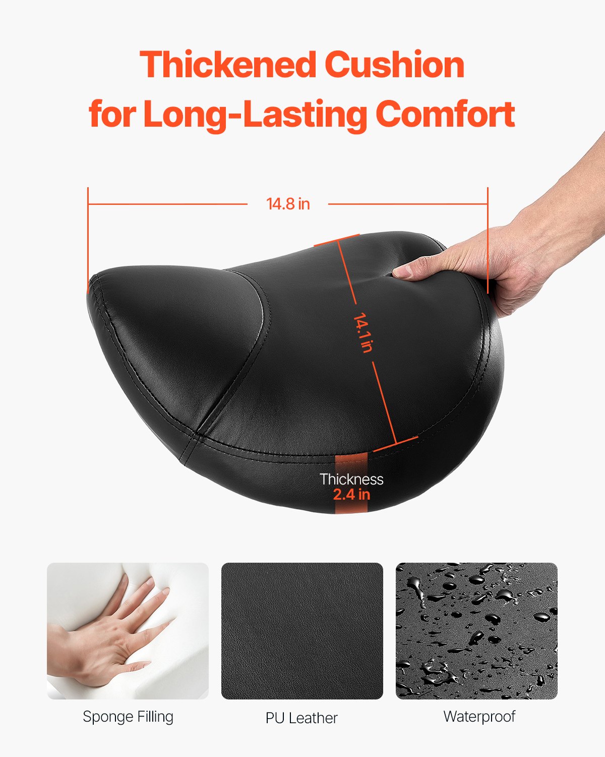 VEVOR Saddle Stool Rolling Stool 204 kg Load Capacity Height Adjustable (55-71 cm) Swivel Stool Work Stool, Ergonomic Thickened PU Leather Swivel Saddle Chair for Salon Spa Massage Clinic, Black