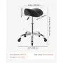 VEVOR Taburete Tipo Silla de Montar, Taburete Giratorio con Ruedas, Soporta hasta 226,8 kg, Altura Ajustable 55-71 cm, Asiento Ergonómico Tapizado con Cuero PU, para Oficina Estudio Bar Hogar, Negro