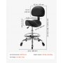 VEVOR Taburete Tipo Silla de Montar, Taburete Giratorio con Ruedas Respaldo y Reposapiés, Soporta 226,8 kg, Altura Ajustable de 55-71 cm, Asiento Tapizado de Cuero PU, para Oficina Taller Peluquería