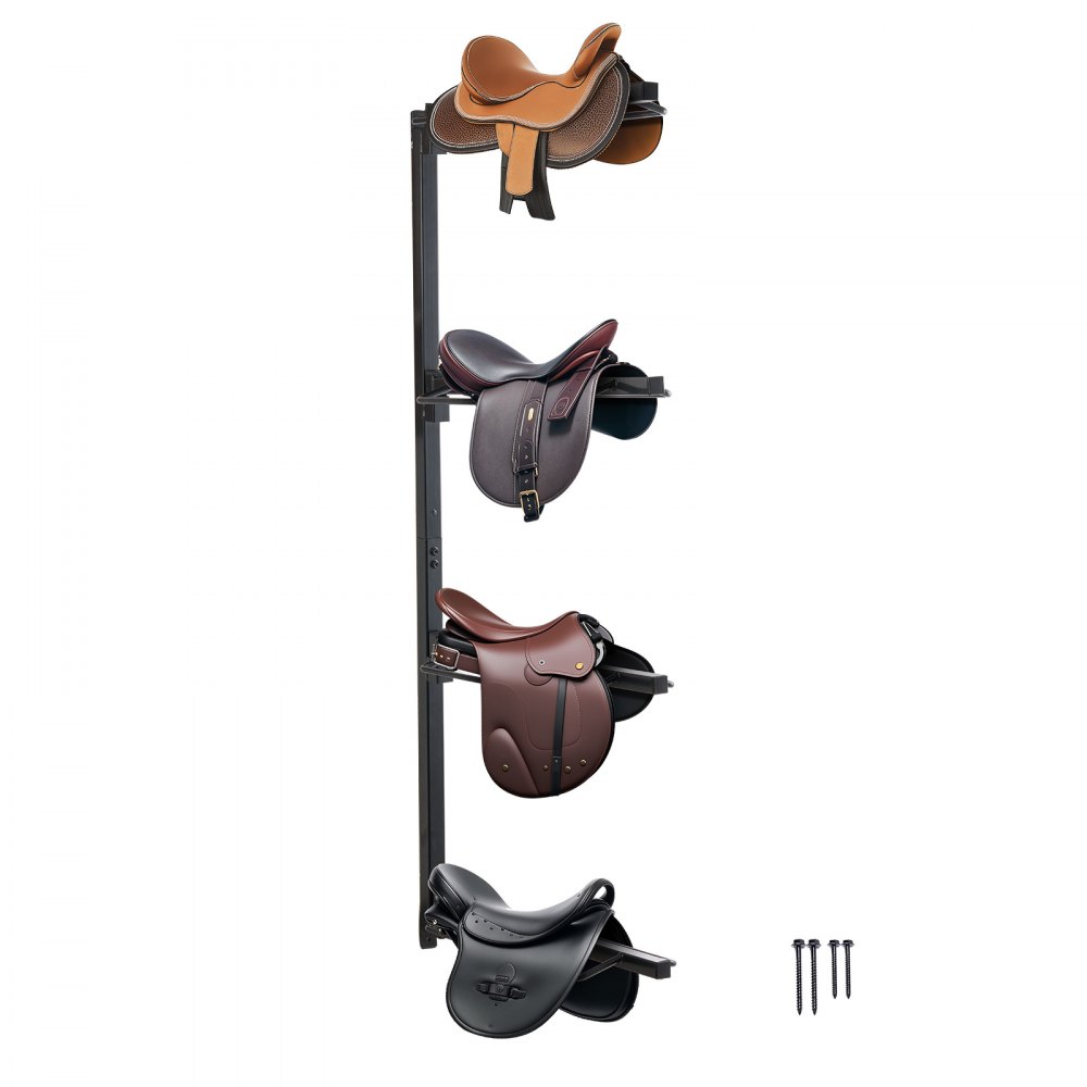 VEVOR Soporte de Pared para Sillín de Caballo 609 x 177 x 1320mm 4 Niveles Negro