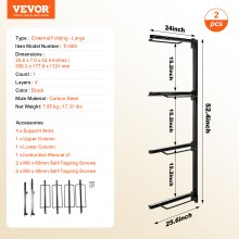 VEVOR Soporte de Pared para Sillín de Caballo 609 x 177 x 1320mm 4 Niveles Negro