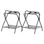 VEVOR Foldable Saddle Rack, Set of 2, Horse Saddle Stand up to 60 kg, Portable Horse Blanket Holder, Sturdy Steel Saddle Stand for English and Western Saddles, Bridle Storage, Black
