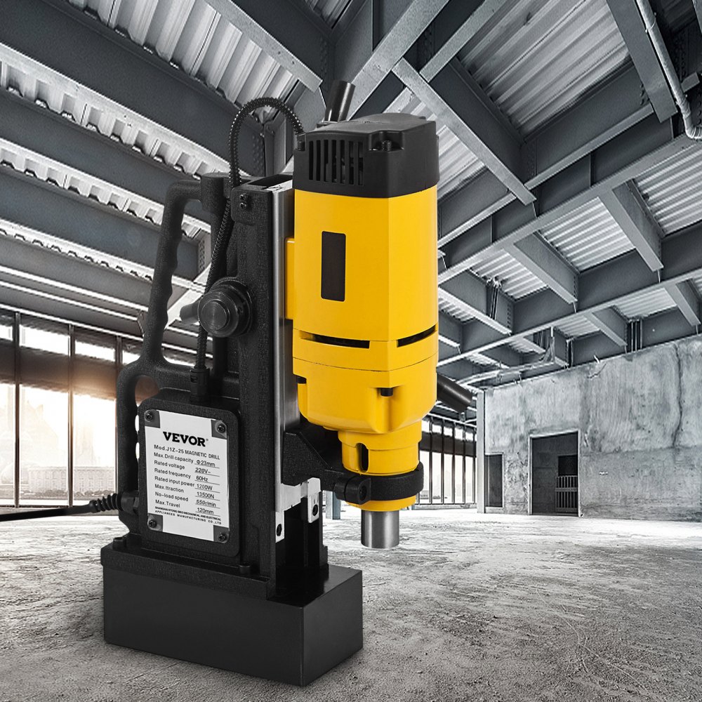 VEVOR Taladro magnético, 1200W Taladro de Núcleo Magnético, 23 mm Taladro Magnético de Columna, 13500N Taladro Electromagnético, Sistema de Perforación Electromagnética para Construcción