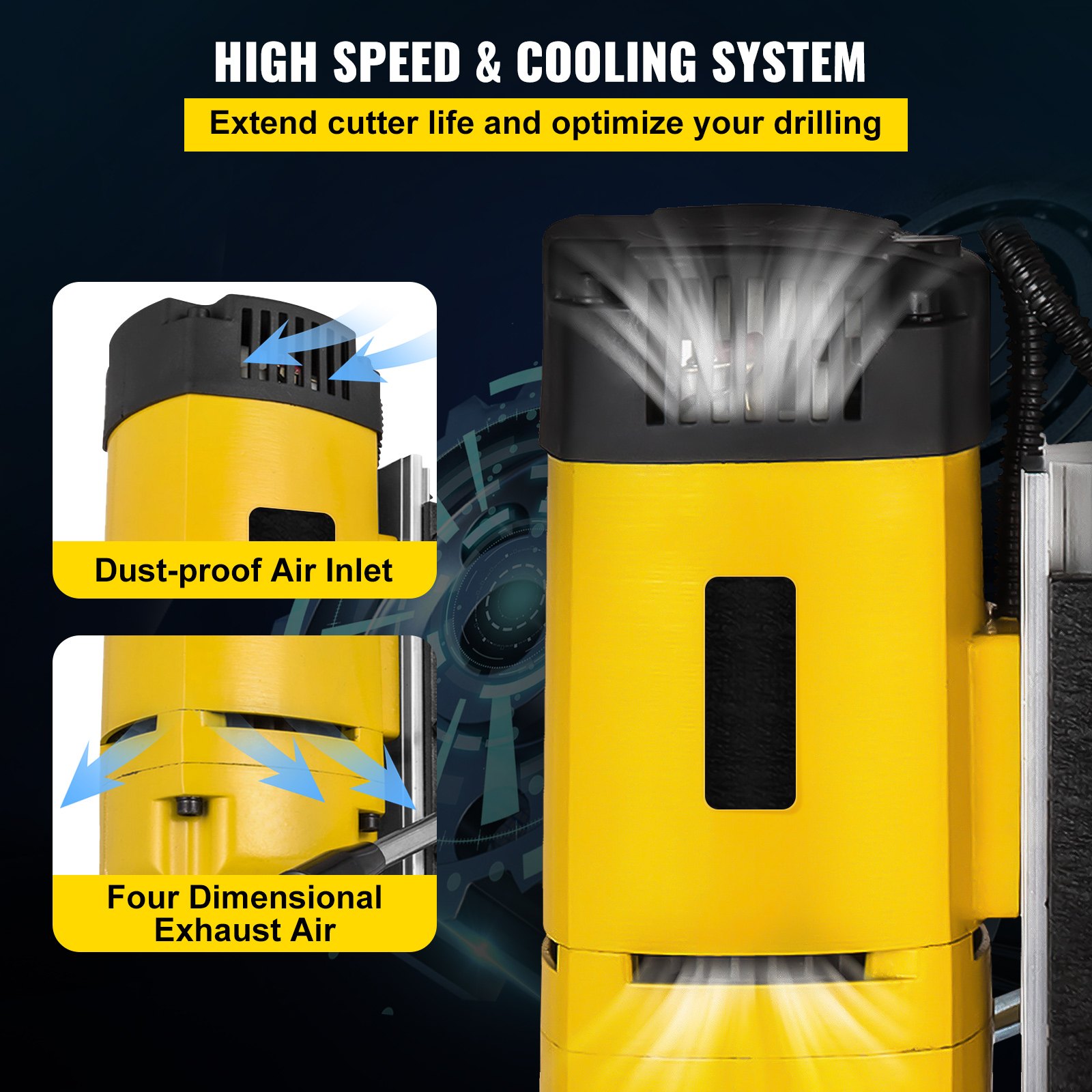 VEVOR Taladro magnético, 1200W Taladro de Núcleo Magnético, 23 mm Taladro Magnético de Columna, 13500N Taladro Electromagnético, Sistema de Perforación Electromagnética para Construcción