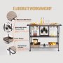Carrito de bar VEVOR con tablero MDF de melamina, estante para vinos/copas extraíble, diseño de cerca y manijas simétricas.
