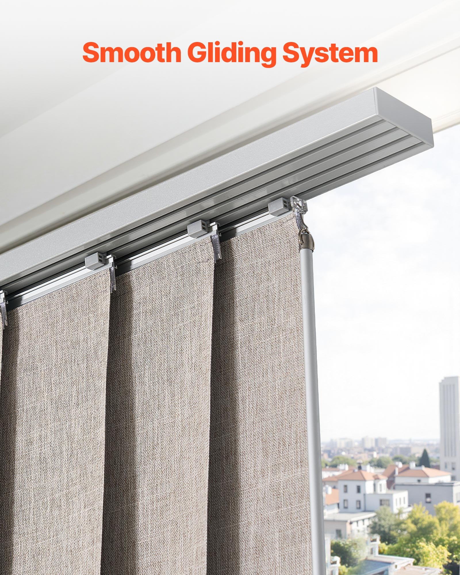 VEVOR Persianas de Panel Extensibles Ancho de 116-218 cm Paneles Recortables Alto de 243 cm Opacas Verticales para Puertas Correderas, Puertas de Patio, Separadores de Ambientes, Ventanas, Marrón