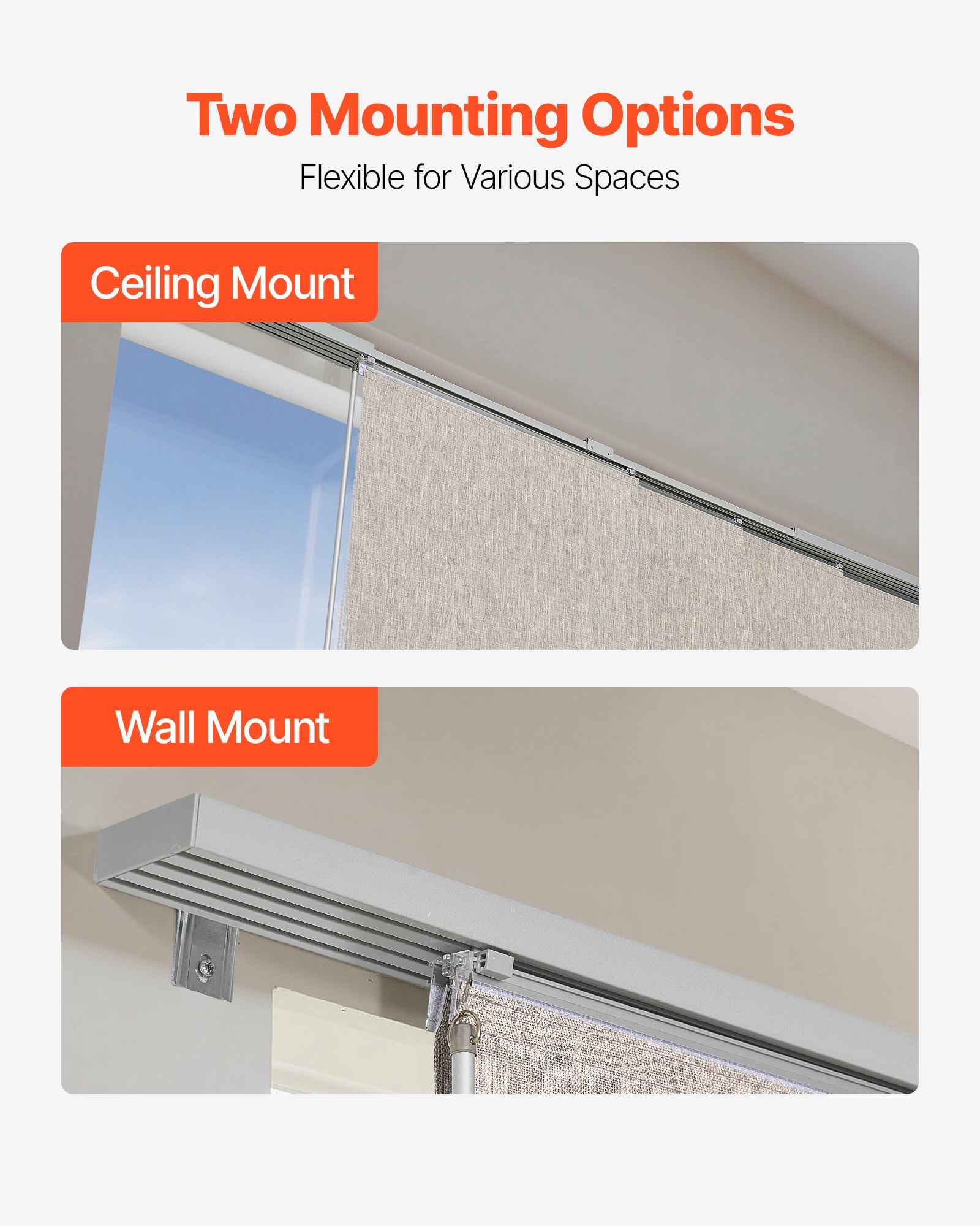 VEVOR Persianas de Panel Extensibles Ancho de 116-218 cm Paneles Recortables Alto de 243 cm Opacas Verticales para Puertas Correderas, Puertas de Patio, Separadores de Ambientes, Ventanas, Marrón