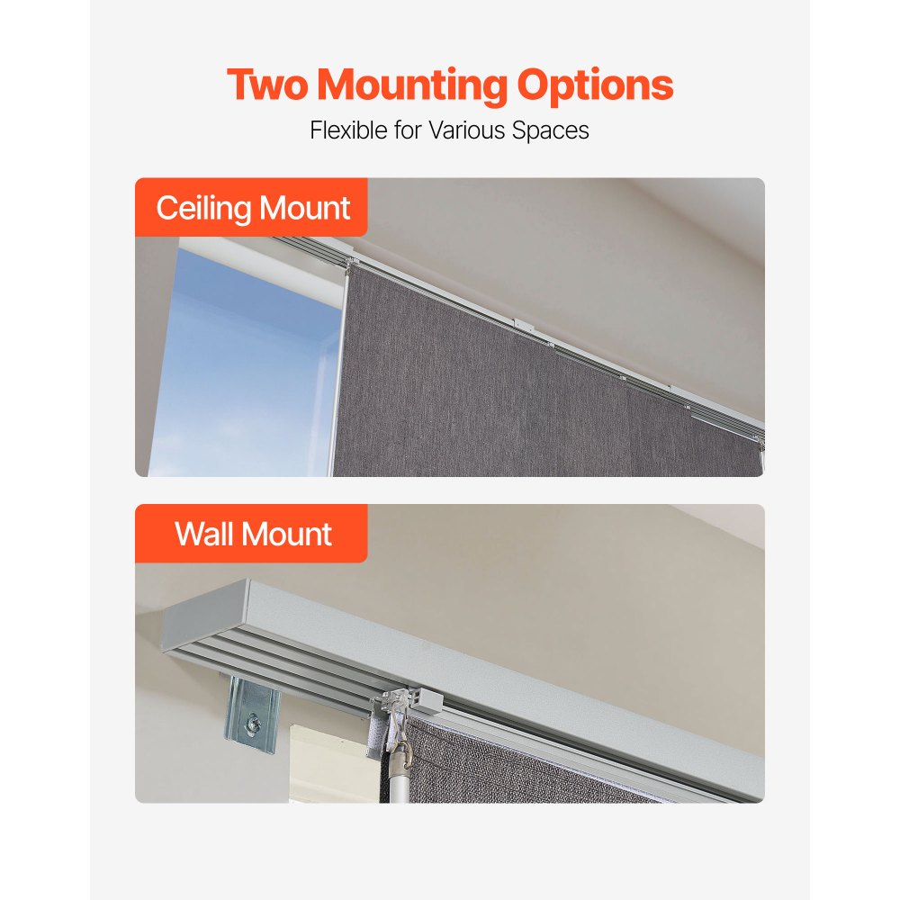 VEVOR Panel Track Blinds, Extendable Track from 116 cm to 218 cm W, Trimmable Panel Curtains Up to 243cm H, Vertical Blackout Panel Blinds for Sliding Doors, Patio Doors, Room Divider, Dark Gray