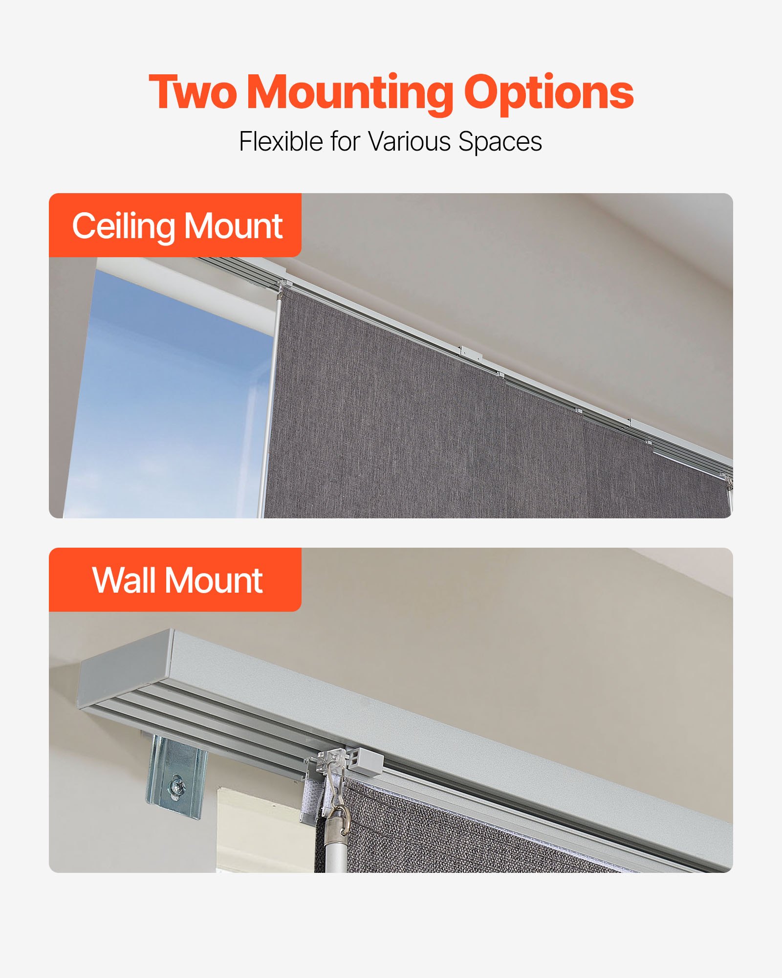 VEVOR Persianas de Panel Extensibles Ancho de 116-218 cm Paneles Recortables Alto de 243 cm Opacas Verticales para Puerta Corredera, Puerta de Patio, Separadores de Ambientes, Ventana, Gris Oscuro