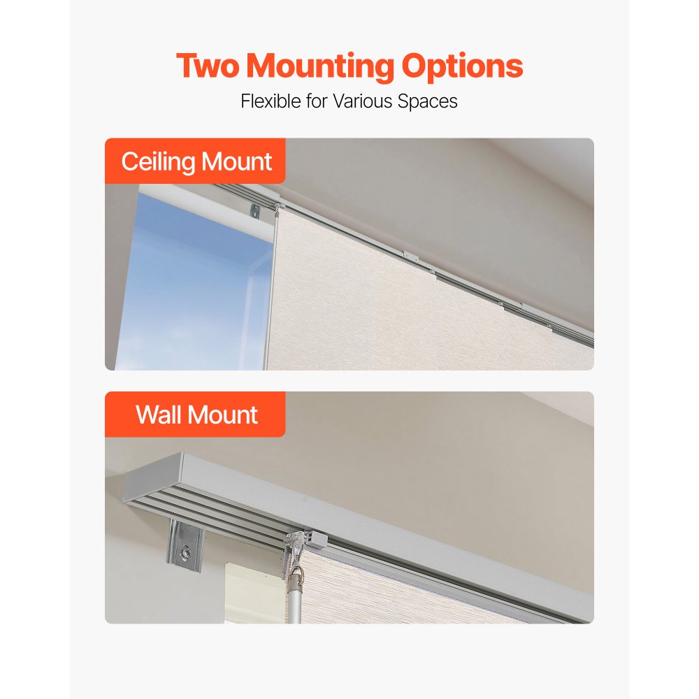 VEVOR Persianas de Panel Riel Extensible Ancho de 116-218 cm Paneles Recortables Alto de 243 cm Verticales para Puertas Correderas, Puertas de Patio, Separadores de Ambientes, Ventanas, Marrón Claro