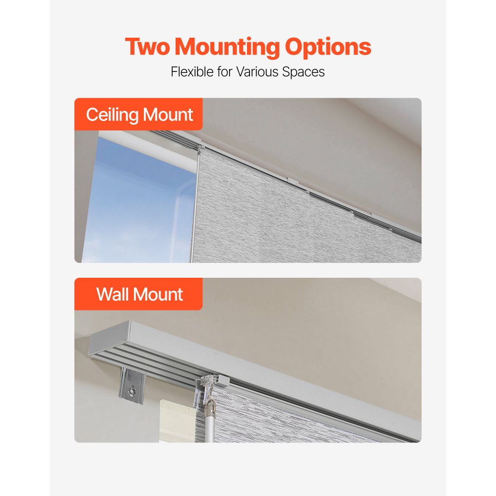 VEVOR Persianas de Panel Riel Extensible Ancho de 116-218 cm Paneles Recortables Alto de 243 cm Verticales para Puertas Correderas, Puertas de Patio, Separadores de Ambientes, Ventanas, Gris