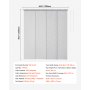 VEVOR Persianas de Panel Riel Extensible Ancho de 116-218 cm Paneles Recortables Alto de 243 cm Verticales para Puertas Correderas, Puertas de Patio, Separadores de Ambientes, Ventanas, Gris