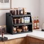 VEVOR Bread Box for Kitchen Counter Bamboo Wood Storage Container Black, for Homemade Bread, Under Cabinet, and Pantry, Double Layer Farmhouse Breadbox Bin, with Acrylic Door Panel and Air Vents
