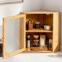 VEVOR Panera de Esquina 321x321x427 mm, Caja para Pan de Madera de Bambú, 2 Niveles, con Cierre Magnético, Puerta con Ventana Acrílica y Orificios de Ventilación, para Cocinas, Comedores y Cafeterías