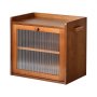VEVOR Panera Caja para Pan, 367 x 239 x 340 mm, de Madera de Pino, 2 Niveles, con Ganchos Laterales, Ventana de Acrílico y Orificios de Ventilación, para Cocinas, Comedores, Cafeterías, Marrón