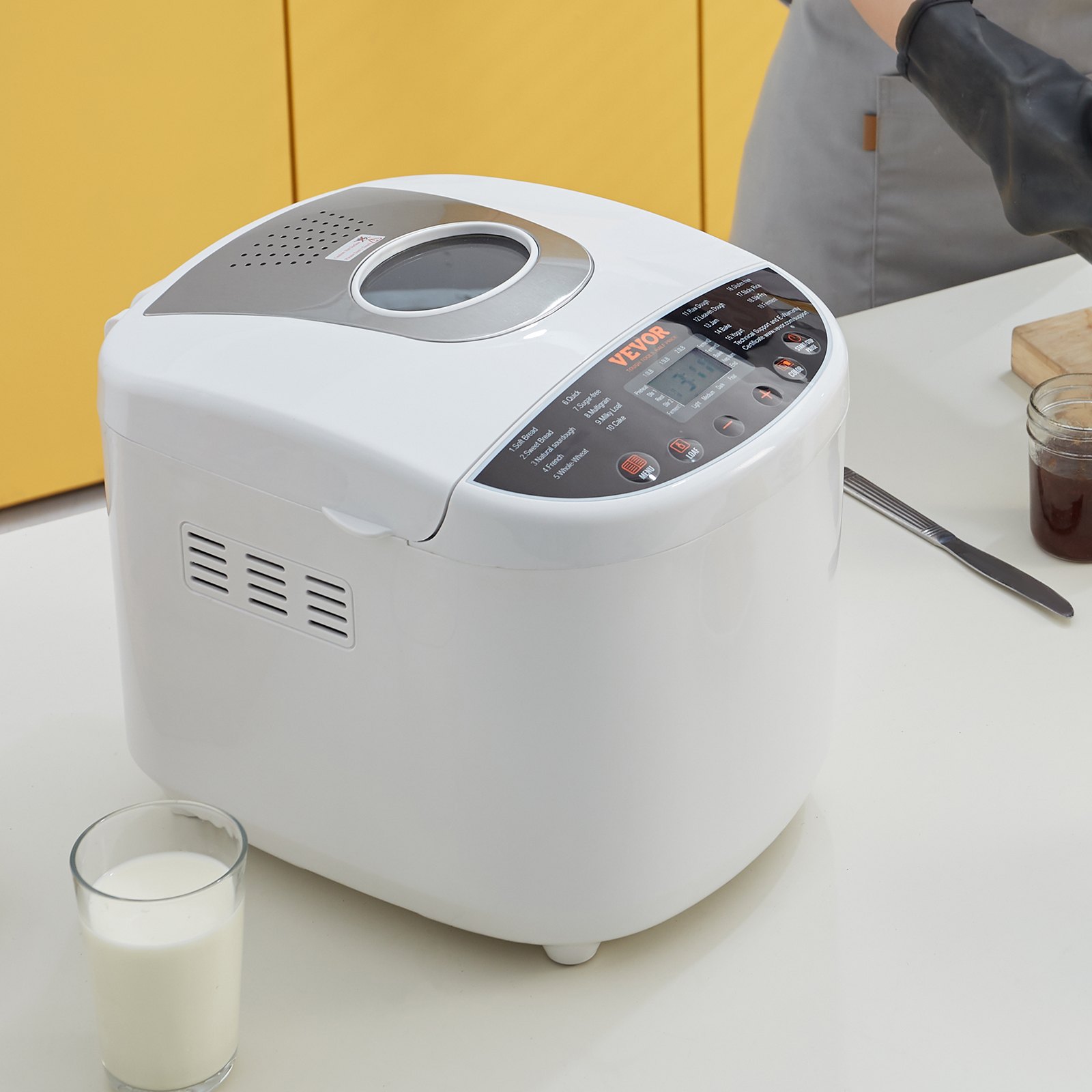 VEVOR 2LB 19 en 1 Máquina para hacer pan Máquina para masa compacta automática Antiadherente Blanco