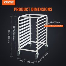 VEVOR Rejilla para Hornear de Aluminio 10 Niveles Ruedas de Freno para Cocina