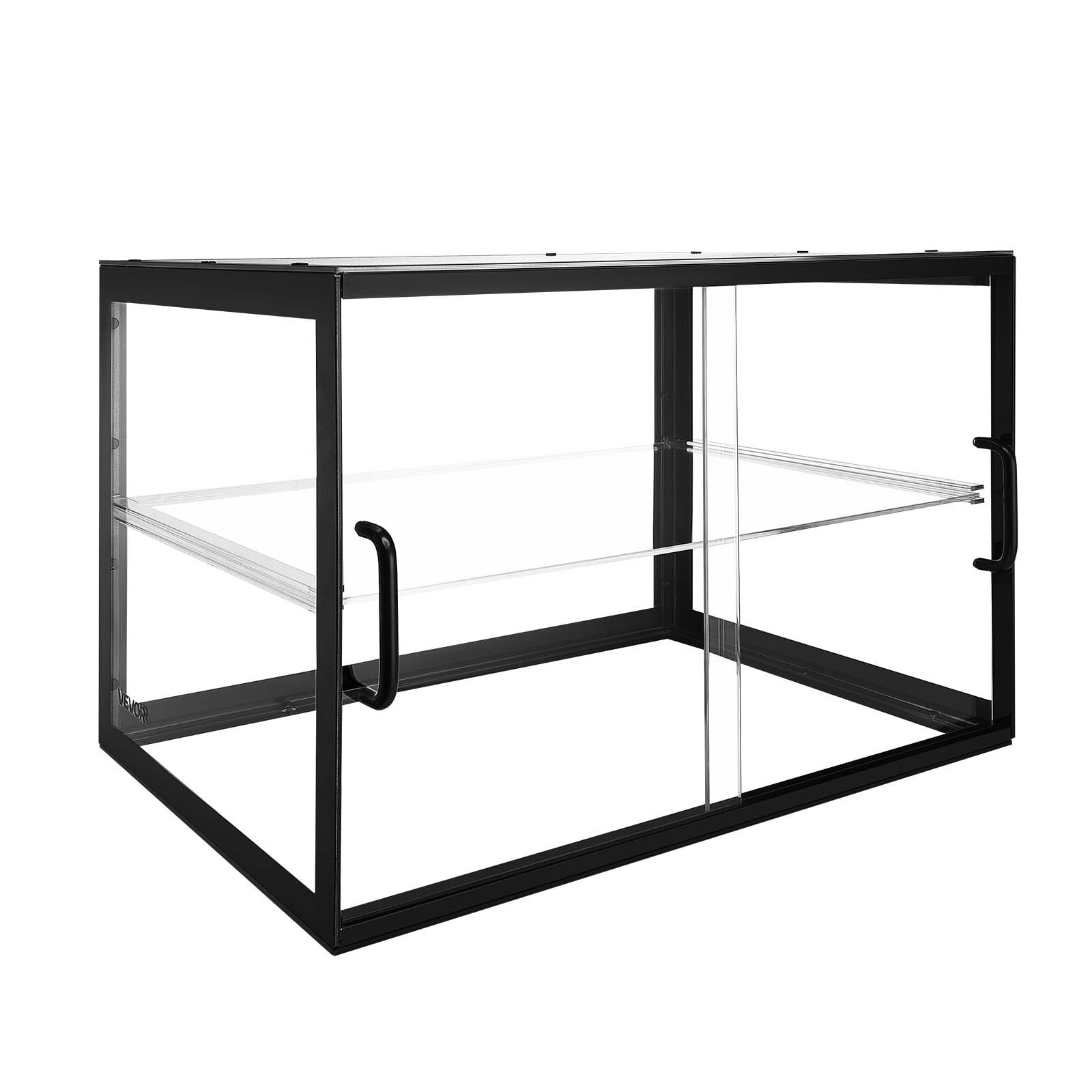 VEVOR Vitrina de Exhibición de Panadería 2 Niveles, Vitrina de Acrílica Transparente para Panadería 55 x 38,5 x 39 cm, con Puerta Corrediza, Escaparate para Repostería, para Galletas, Postres, Donas
