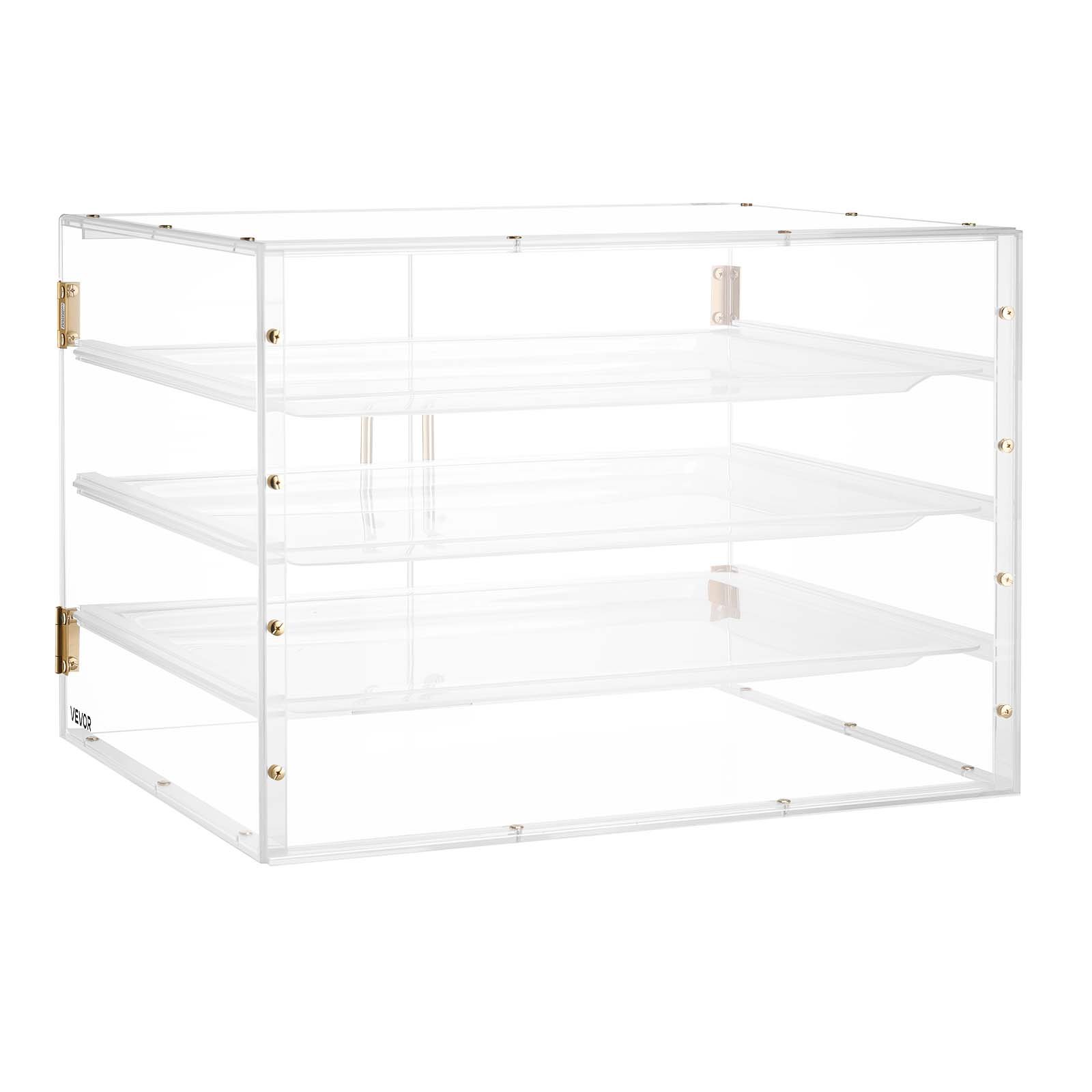 VEVOR Vitrina de Exhibición de Panadería 4 Niveles, Vitrina de Acrílica Transparente para Panadería 57 x 45,5 x 40,5 cm, con Puerta Trasera Magnética, Escaparate para Galletas, Postres, Donas