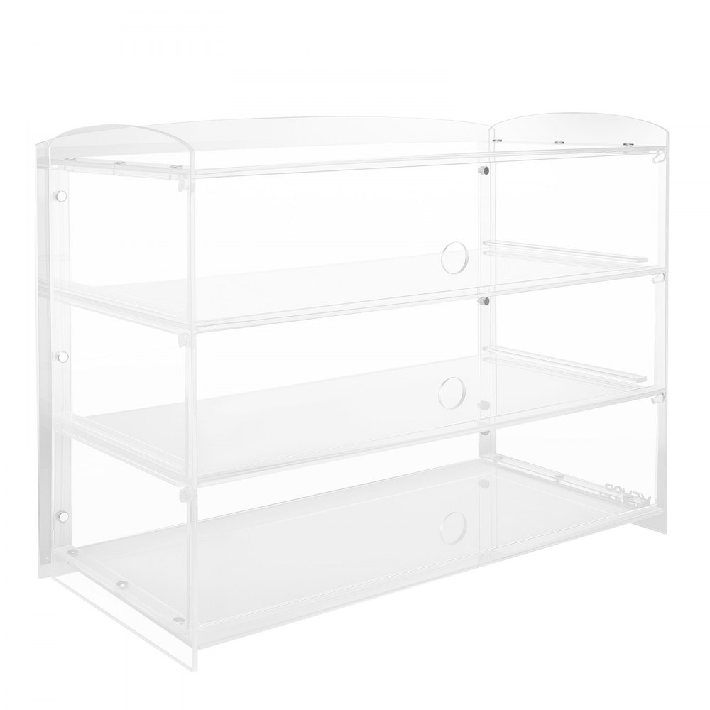 VEVOR Vitrina de Exhibición de Panadería 3 Niveles, Vitrina de Acrílica Transparente para Panadería 48,2 x 23,2 x 38 cm, con Puerta Abatible, Escaparate para Repostería, para Galletas, Postres, Donas