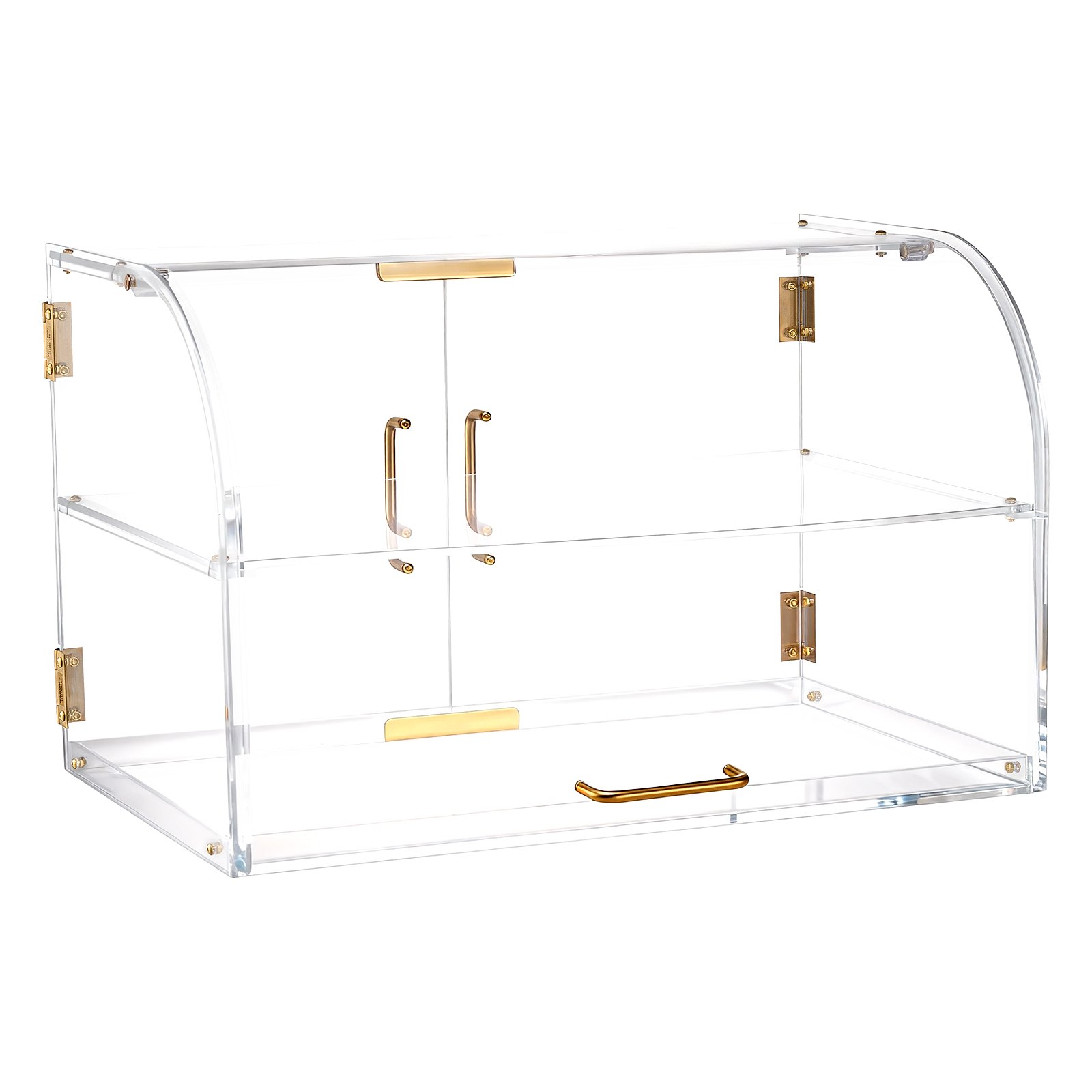 VEVOR Vitrina de Exhibición de Panadería 2 Niveles, Vitrina de Acrílica Transparente para Panadería 55,8 x 35,5 x 35,5 cm, con Puerta Trasera y Delantera, Escaparate para Galletas, Postres, Donas