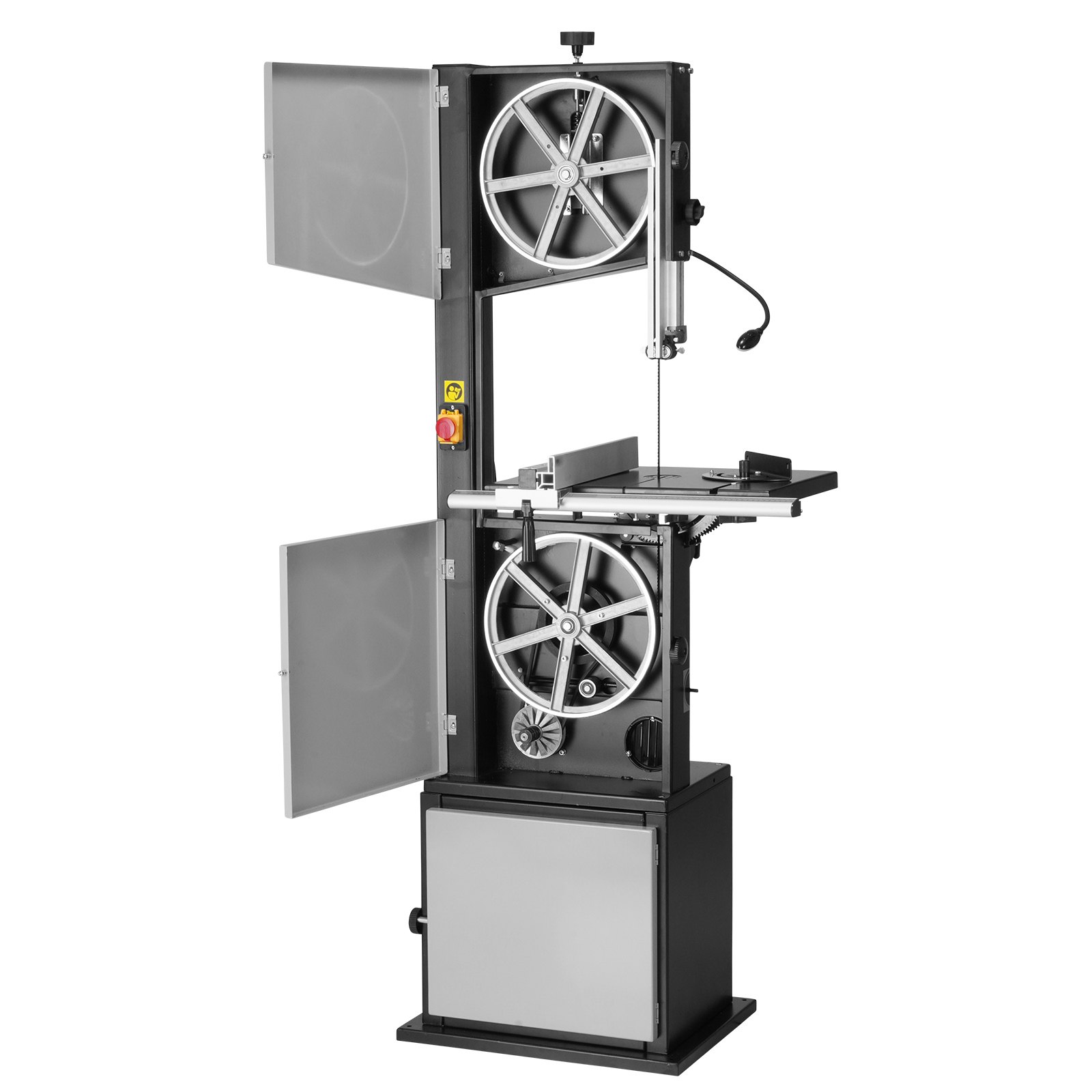 Sierra de cinta VEVOR, 13,39 pulgadas, 440-846 RPM, sierra de cinta de mesa de funcionamiento continuo, motor de 1100 W y 1-1/2 HP, altura de corte de 13'', longitud de hoja de sierra de 109,45'', con guía y calibre de ingletes, para carpintería y aluminio