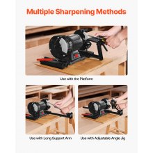 VEVOR Sistema de Afilado Plantilla de Afilado Multiusos para Amoladora de Banco de 15,24 cm y 20,32 cm con Plataforma, Brazo de Soporte Largo para Cinceles, Torneado de Madera, Cepillos de Hierro
