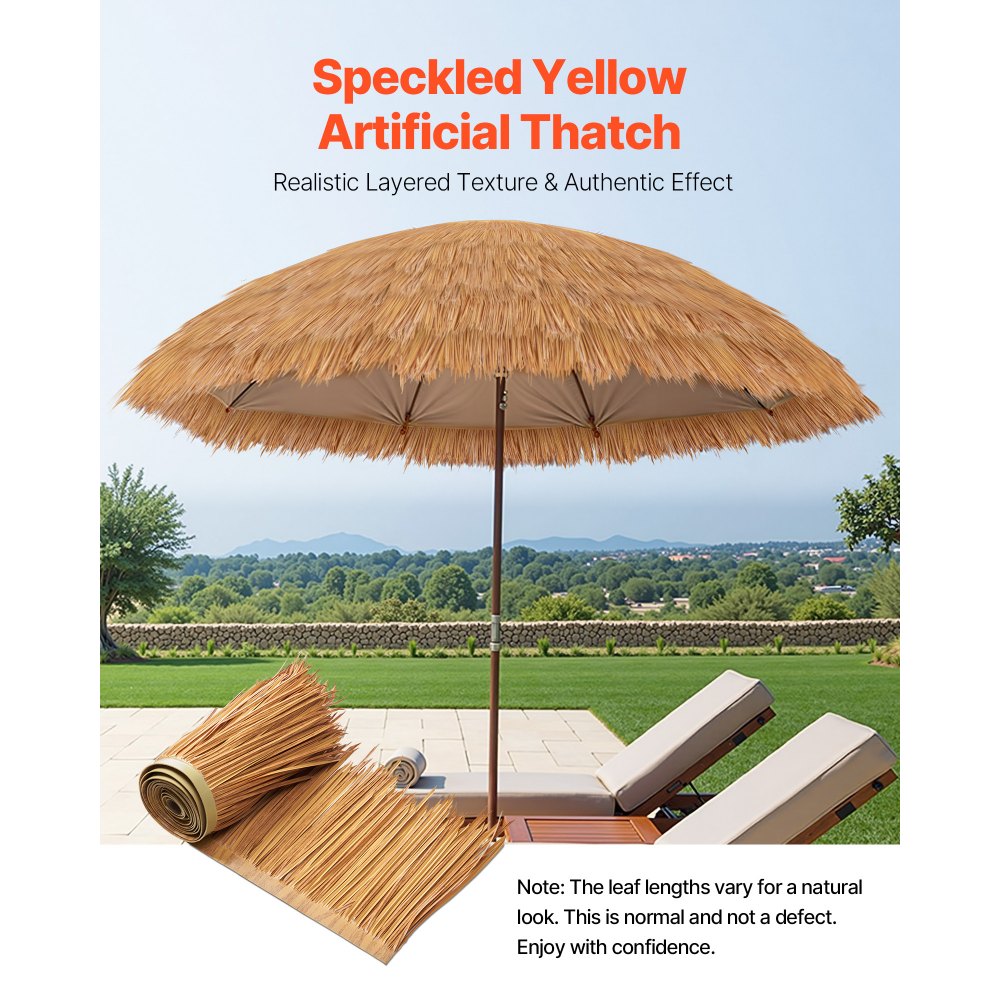 VEVOR Techo de Paja Artificial, 4,8 x 5 m, Estilo Mexicano, para Barra Tiki, Impermeable e Ignífugo, para Patio, Piscina, Playa, Decoración Fiesta Hawaiana, Durable y Resistente a la Intemperie