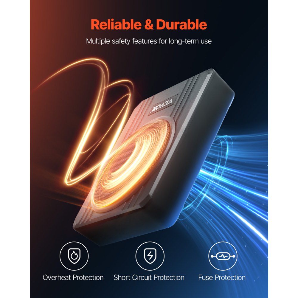 VEVOR Subwoofer para Debajo del Asiento para Automóvil 203 mm 400 W Altavoz Compacto para Coche Amplificador Incorporado Entrada de Nivel Alto Bajo Controlador de Volumen Control Remoto con Cable