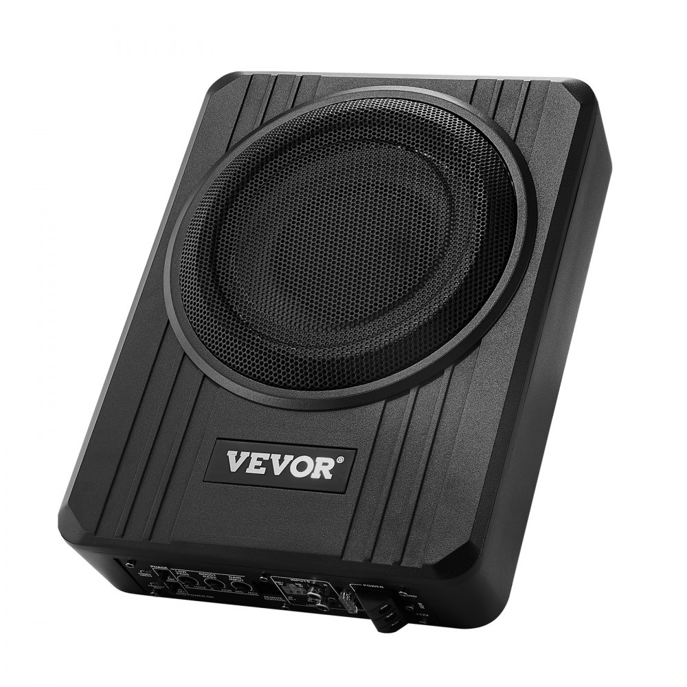 VEVOR Subwoofer para Debajo del Asiento para Automóvil 203 mm 400 W Altavoz Compacto para Coche Amplificador Incorporado Entrada de Nivel Alto Bajo Controlador de Volumen Control Remoto con Cable