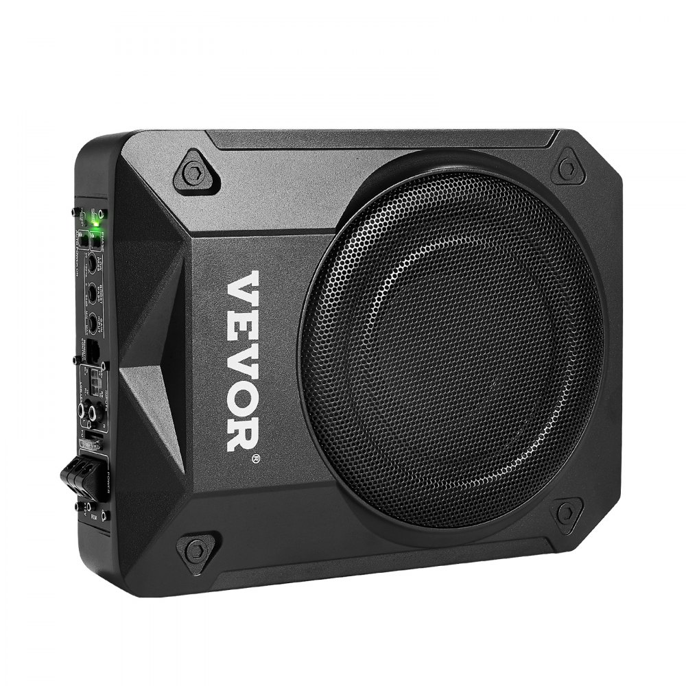 VEVOR Subwoofer para Debajo del Asiento para Automóvil 203 mm 800 W Altavoz Compacto para Coche Amplificador Incorporado Entrada de Nivel Alto Bajo Controlador de Volumen Control Remoto con Cable