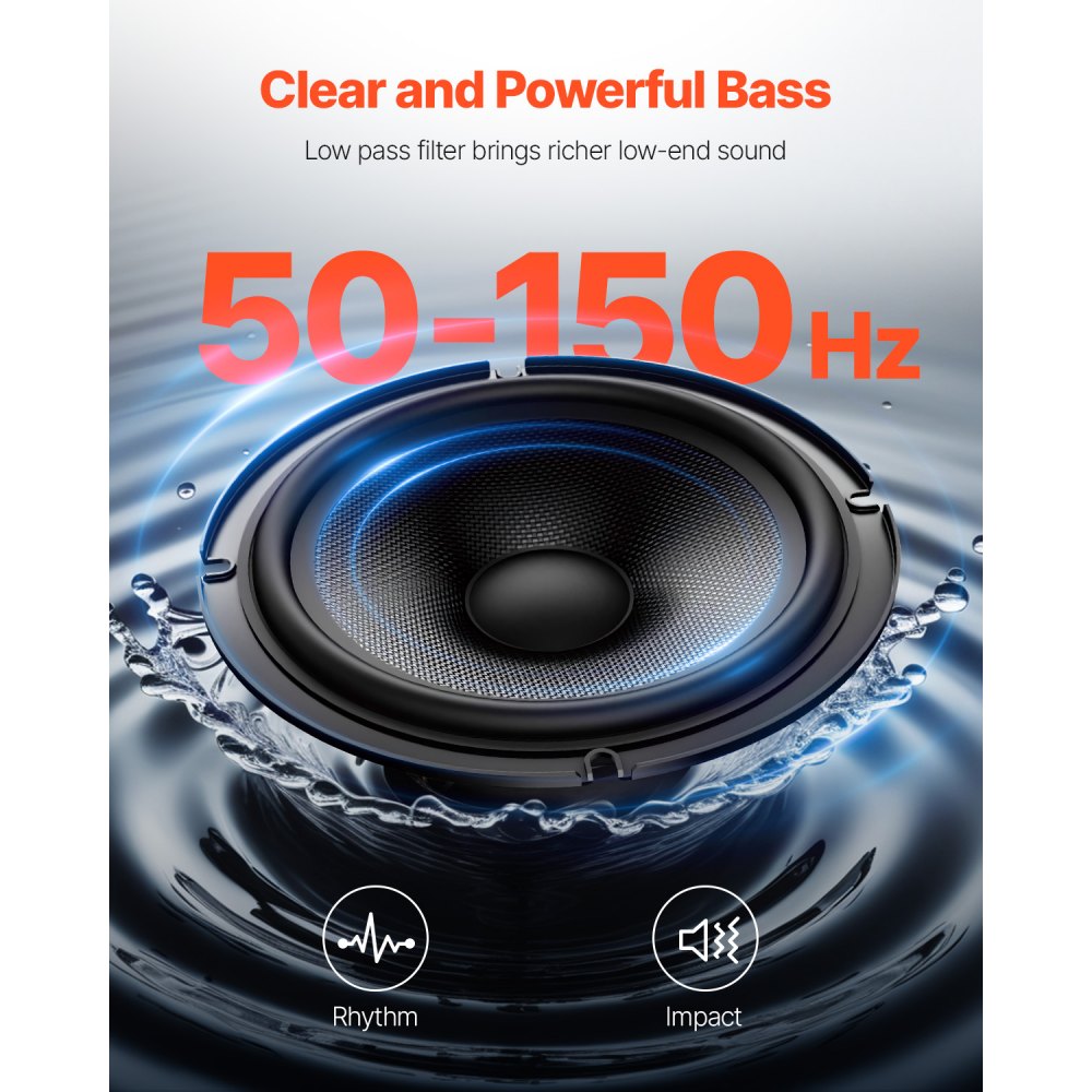 VEVOR Subwoofer para Debajo del Asiento para Automóvil 203 mm 800 W Altavoz Compacto para Coche Amplificador Incorporado Entrada de Nivel Alto Bajo Controlador de Volumen Control Remoto con Cable