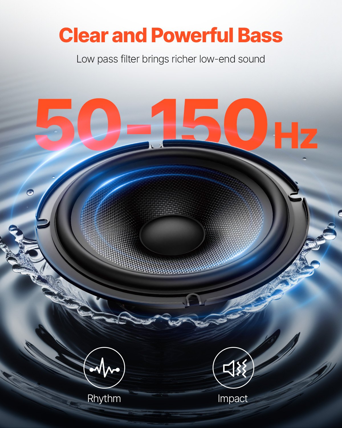 VEVOR Subwoofer para Debajo del Asiento para Automóvil 203 mm 800 W Altavoz Compacto para Coche Amplificador Incorporado Entrada de Nivel Alto Bajo Controlador de Volumen Control Remoto con Cable