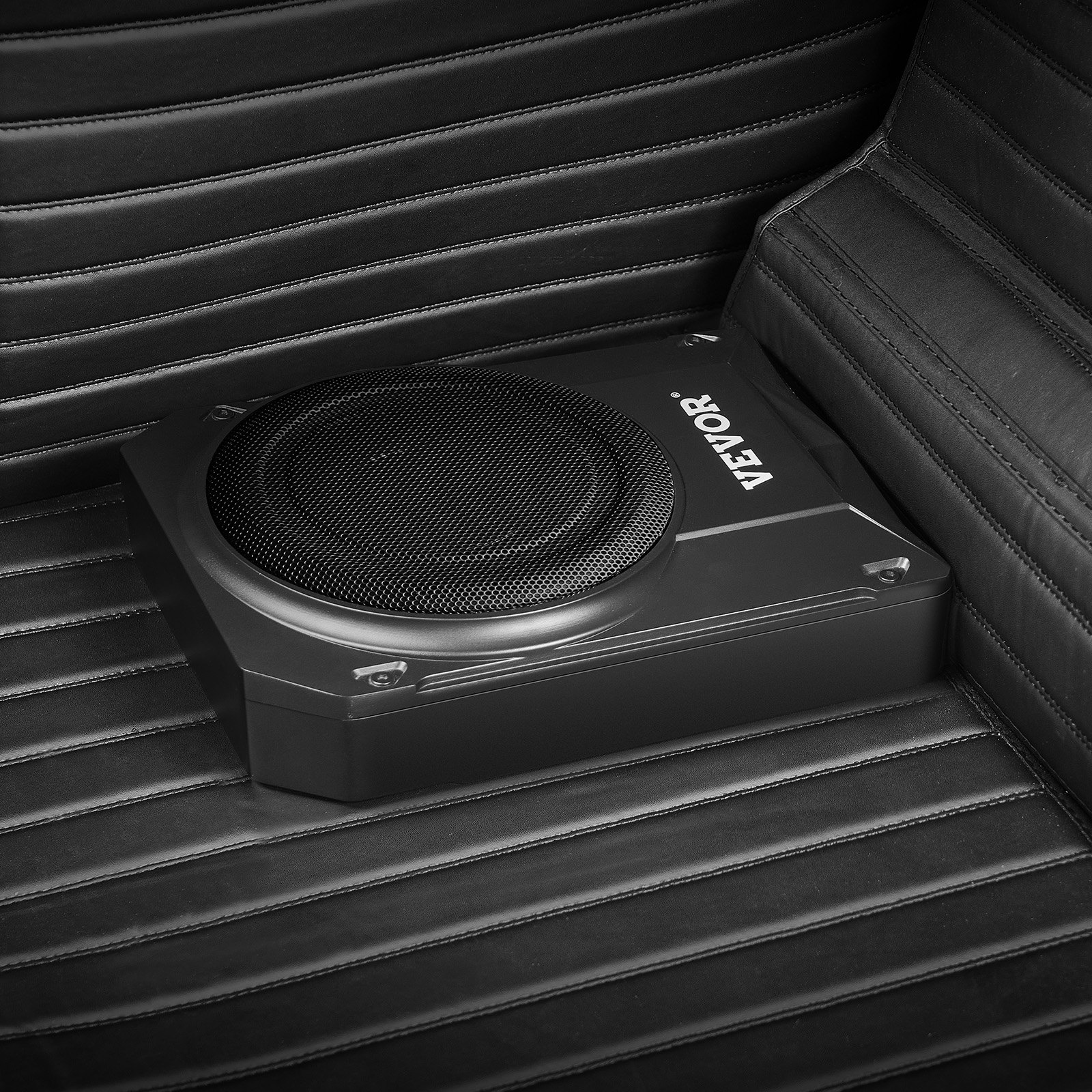 VEVOR Subwoofer para Debajo del Asiento para Automóvil 203 mm 800 W Altavoz Compacto para Coche Amplificador Incorporado Entrada de Nivel Alto Bajo Controlador de Volumen Control Remoto con Cable