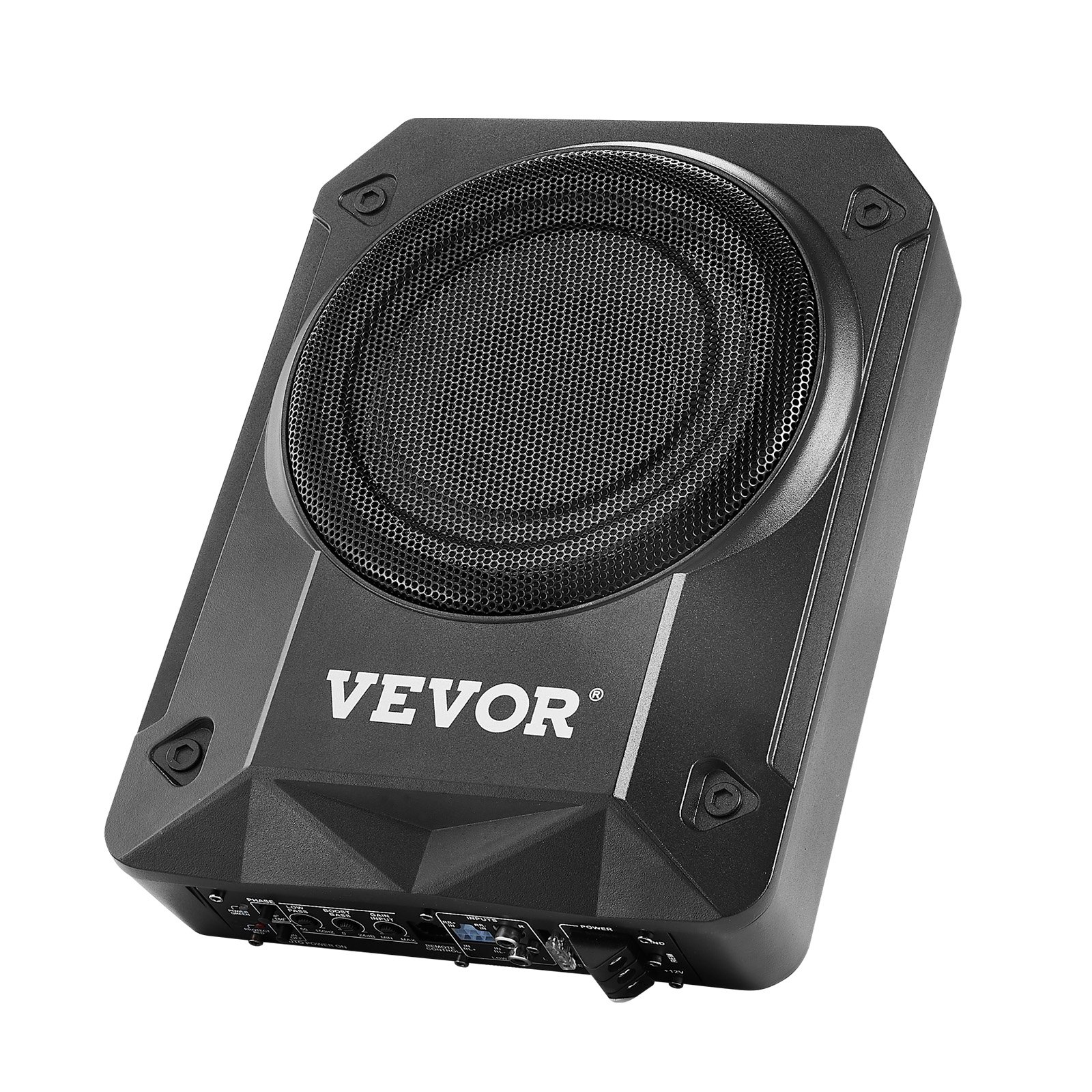 VEVOR Subwoofer para Debajo del Asiento para Automóvil 203 mm 800 W Altavoz Compacto para Coche Amplificador Incorporado Entrada de Nivel Alto Bajo Controlador de Volumen Control Remoto con Cable