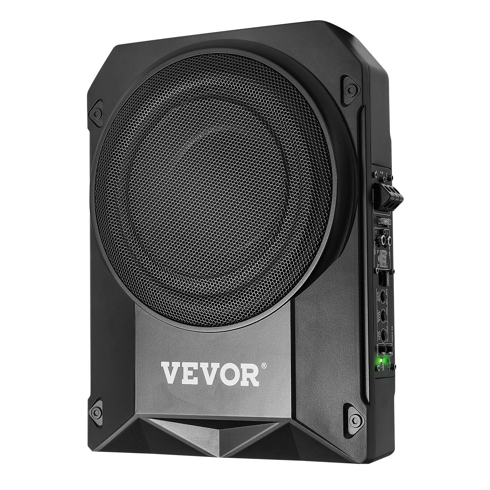 VEVOR Subwoofer para Debajo del Asiento para Automóvil 254 mm 400 W Altavoz Compacto para Coche Amplificador Incorporado Entrada de Nivel Alto Bajo Controlador de Volumen Control Remoto con Cable