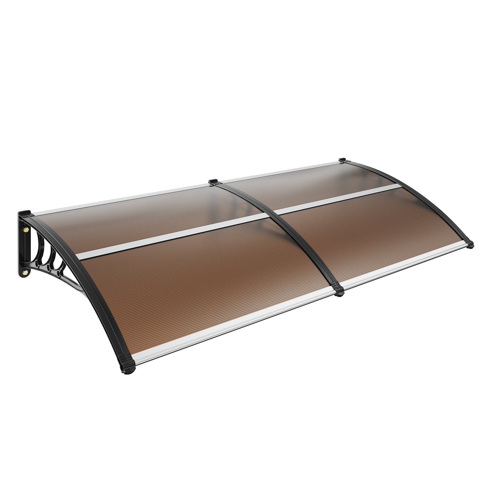 VEVOR Front Door Canopy 965x1987mm Roof UF50+ PC Sun Protection Film Front Door Canopy PC Sheet + ABS Bracket + Aluminum Connector Lean-to Canopy UV-Resistant Front Door Roof Lean-to Canopy Brown