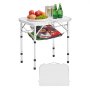 VEVOR Mesa de Camping Plegable Portátil de Altura Ajustable, de Aluminio MDF, con Malla y Asa de Transporte, Ligera y Compacta para Picnics al Aire Libre, Barbacoas, 600 x 400 x 260 mm, Plata