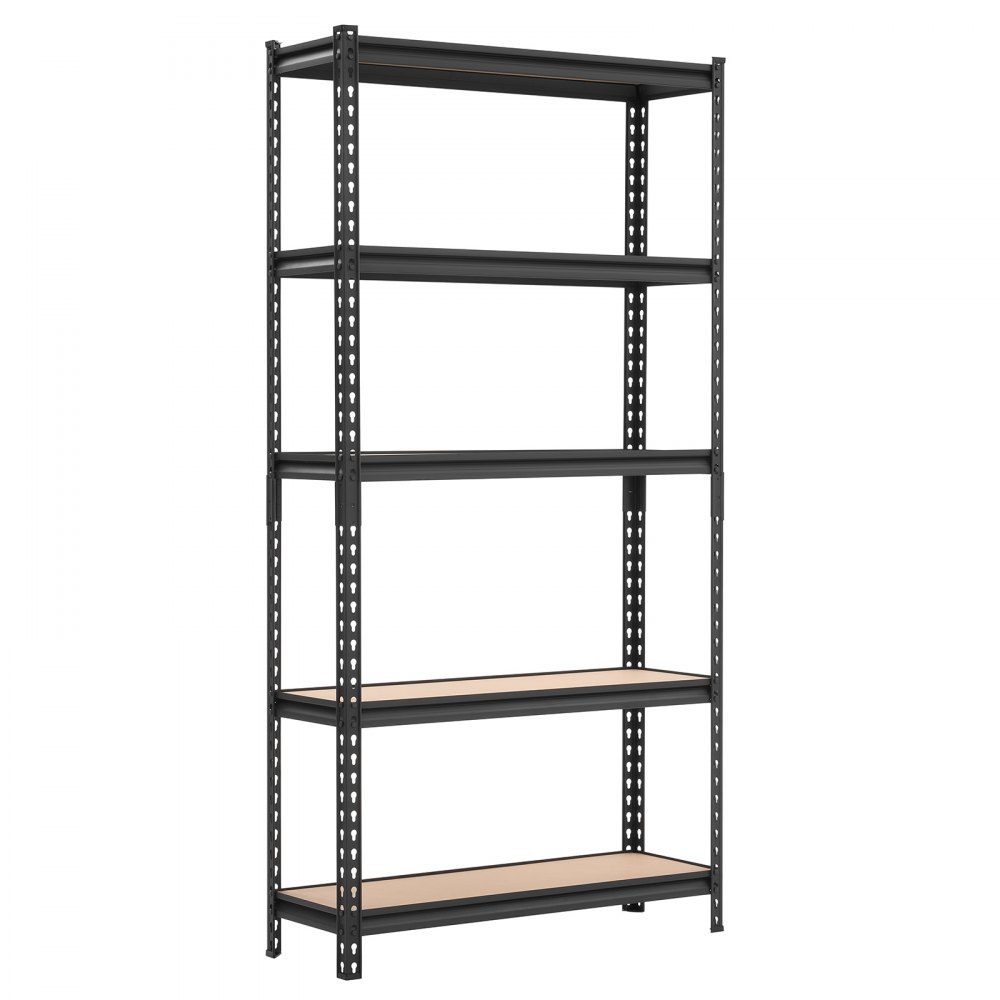 VEVOR Estantería Almacenaje Metálica de 5 Niveles 923 x 309 x 1813 mm, Estantería Multiusos Altura Ajustable, Capacidad 1360 kg en Total con Estructura de Acero para Garaje Sótano Trastero Dormitorio
