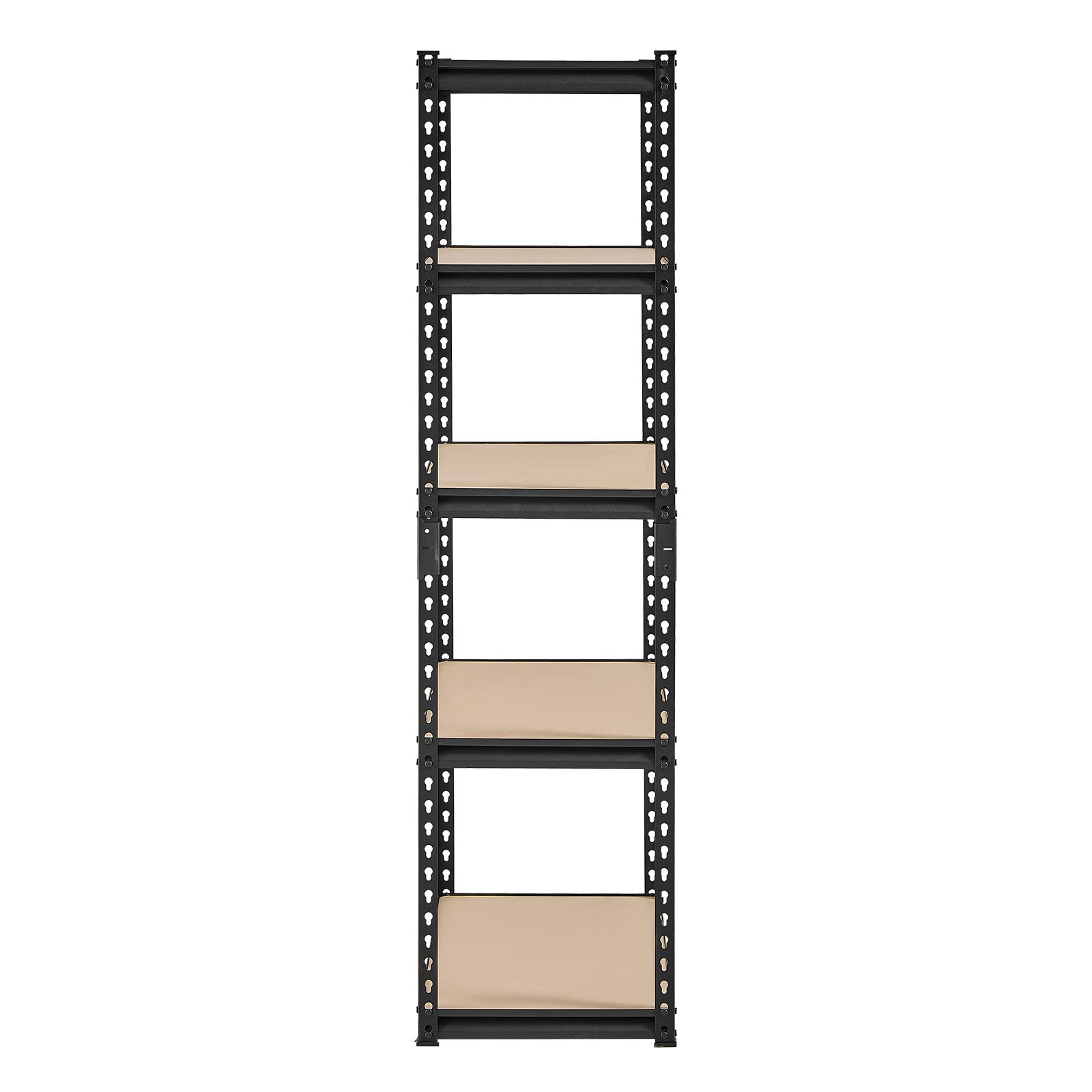 VEVOR Workshop Shelving Unit, 907 kg, 5-Tier Garage Storage Shelving Unit, 406x813x1596 mm, Boltless Shelving Unit, Heavy-Duty Shelving Unit, Metal Shelving for Garages, All-Purpose Shelving Unit, Ideal for Kitchen, Warehouse, Basement, Black