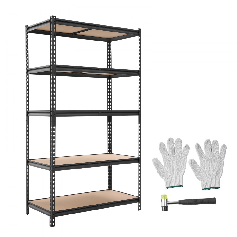VEVOR Estantería Almacenaje Metálica de 5 Niveles 1025 x 517 x 1813 mm, Estantería Multiusos Altura Ajustable, Capacidad 1134 kg en Total con Estructura de Acero para Trastero Dormitorio Garaje Sótano