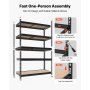 VEVOR Estantería Almacenaje Metálica de 5 Niveles 1228 x 619 x 1813 mm, Estantería Multiusos Altura Ajustable, Capacidad 1360,8 kg en Total con Estructura de Acero para Cocina Baño Trastero Garaje