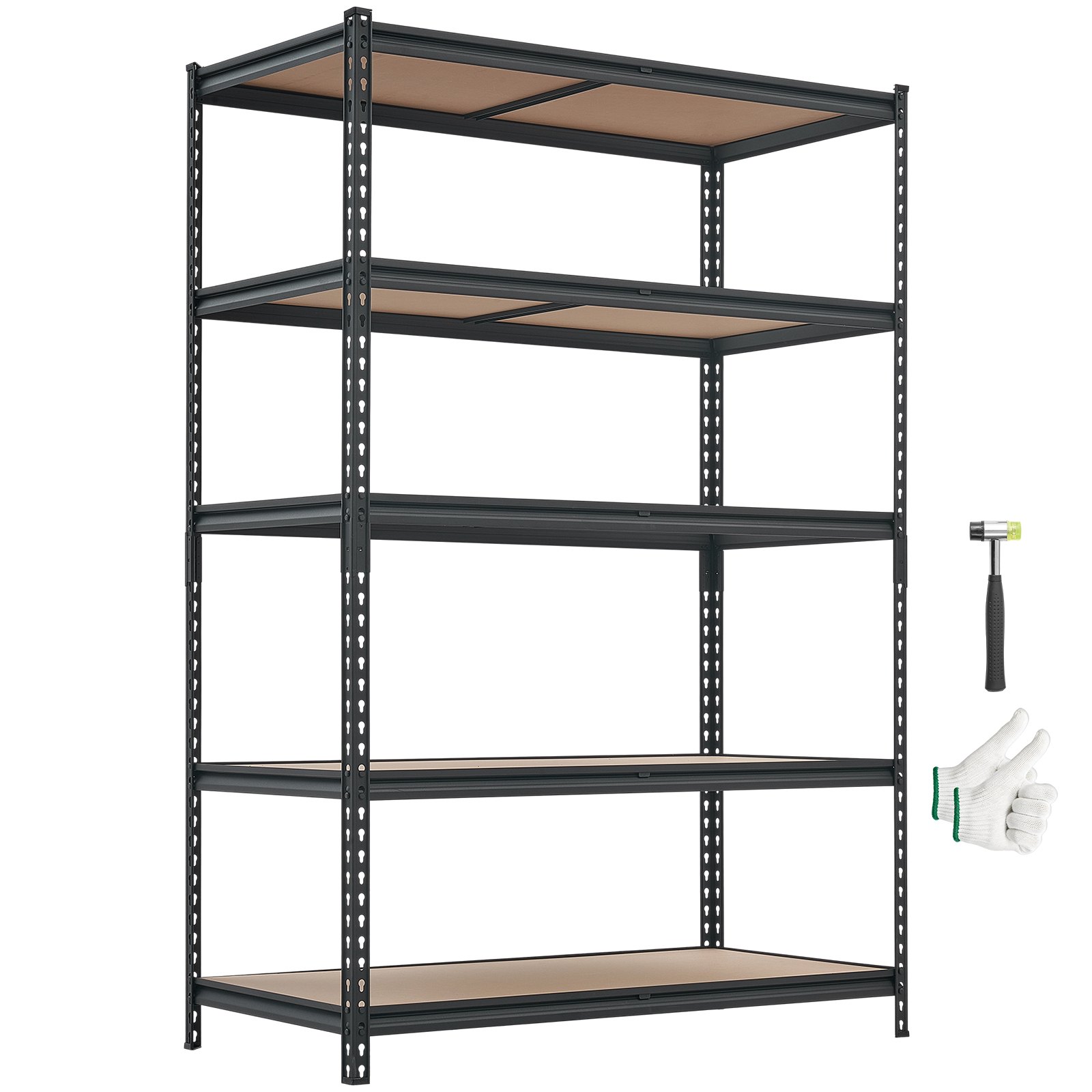 VEVOR Estantería Almacenaje Metálica de 5 Niveles 1228 x 619 x 1813 mm, Estantería Multiusos Altura Ajustable, Capacidad 1360,8 kg en Total con Estructura de Acero para Cocina Baño Trastero Garaje