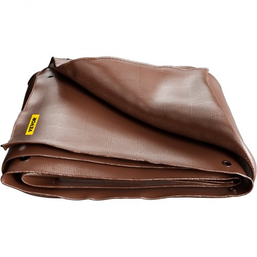 VEVOR Lona Impermeable de Polietileno Lona de Protección con Ojales 3,7 x 7,65 m Lona Resistente Espesor de 0,4 mm Lona Cubierta Protectora Marrón Resistente al Agua y al Desgaste para Camping Jardín