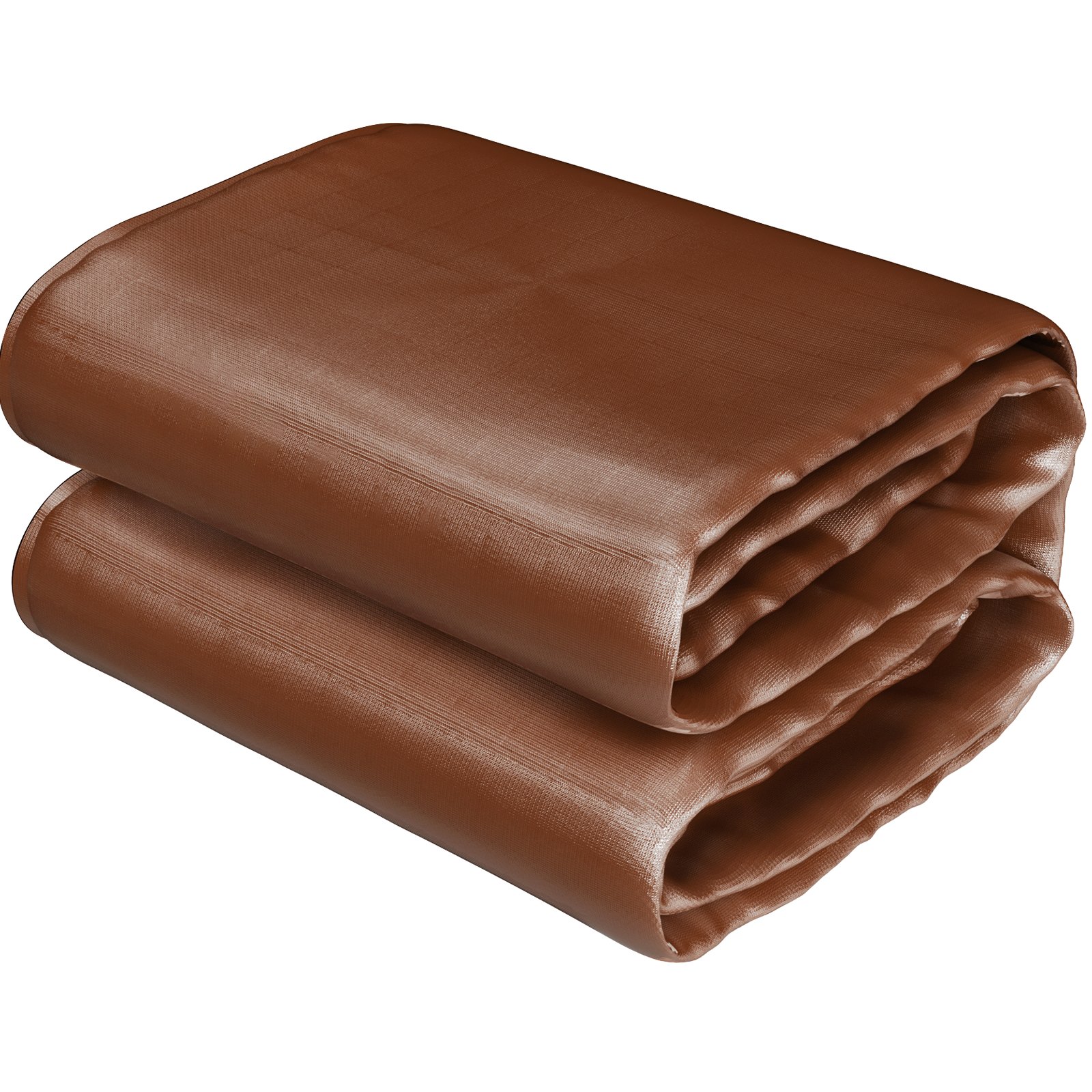 VEVOR Lona Impermeable de Polietileno Lona de Protección con Ojales 9 x 12,1 m Lona Resistente Espesor de 0,4 mm Lona Cubierta Protectora Marrón Resistente al Agua y al Desgaste para Camping Jardín