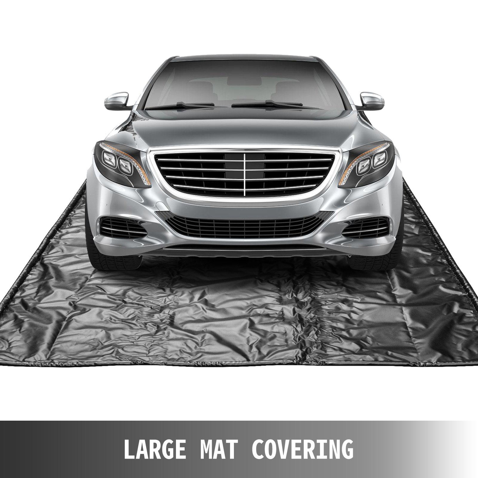 VEVOR Estera del Piso del Garaje 2,35 x 5,5 m, Revestimiento de Poliéster para Suelo de Garaje, Alfombrillas Antideslizantes de PVC Negras para Camiones o Garaje Protector Suelo Estera Antideslizante