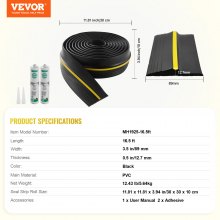 VEVOR Tira de Sellado para Umbral de Puerta de Garaje 5,03 m Impermeable, PVC